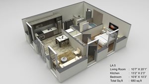 Block 17 Apartments LA 5 3D Floor Plan